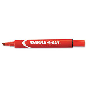 Avery 08887 Large Desk Style Permanent Marker, Chisel Tip, Red, Dozen by AVERY-DENNISON