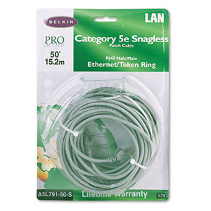 Belkin International, Inc A3L791-50-S CAT5e Snagless Patch Cable, RJ45 Connectors, 50 ft., Gray by BELKIN COMPONENTS
