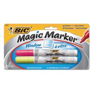 BIC MWTP21YPAST Magic Marker Brand Window Markers, Bullet, Yellow/Pink, 2/Pack by BIC CORP.