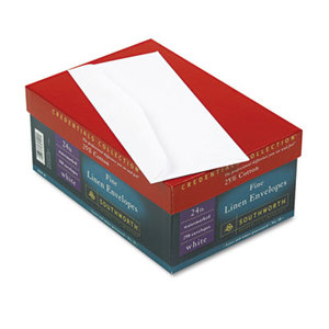 Southworth Company, Agawam, MA J554-10 25% Cotton #10 Envelope, White, 24 lbs., Linen, 250/Box, FSC by SOUTHWORTH CO.