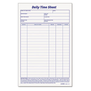 Tops Products 30041 Daily Time and Job Sheets, 8 1/2 x 5 1/2, 100/Pad, 2/Pack by TOPS BUSINESS FORMS