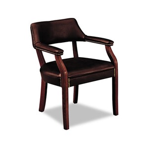 HON COMPANY 6551NEJ65 6550 Series Guest Arm Chair, Mahogany/Oxblood Vinyl Upholstery by HON COMPANY