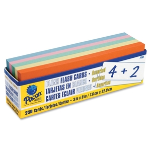 Blank Flash Cards, 3"x9", 250/PK, Assorted Colors by Pacon