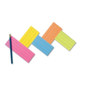 Flash Cards,Recyclable,1-1/2" Ruled,3"x9",100/PK,Assorted by Pacon