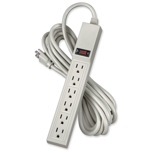 6 Outlet Power Strip, 15' Long Cord, 15 amp, Platinum by Fellowes