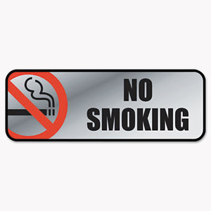 Consolidated Stamp Manufacturing Company 098207 Brush Metal Office Sign, No Smoking, 9 x 3, Silver/Red by CONSOLIDATED STAMP