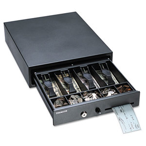 Compact Steel Cash Drawer w/Spring-Loaded Bill Weights, Disc Tumbler Lock, Black by MMF INDUSTRIES