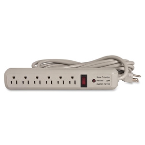 Strip Surge Protectors,1080 Joules,6 Outlets,15' Cord,Putty by Compucessory