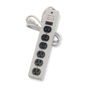 Power Strip,6 Outlet,125 Volts,15 amps,6' Cord,Light Gray by Compucessory