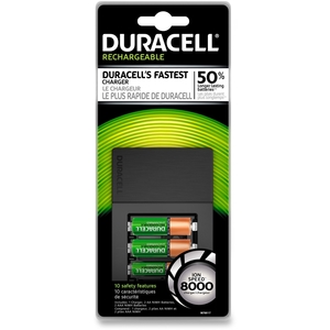 Battery Charger, For AA/AAA Batteries, 15 min Charge, Black by Duracell