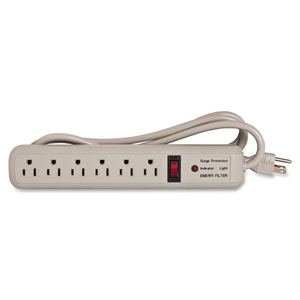 Strip Surge Protector,1080 Joules, 6 Outlets, 6' Cord, Putty by Compucessory