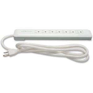 Surge Protector, 7-Outlet, 1080 Joules, 6' Cord, White by Compucessory