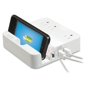 Compucessory 51548 iPad Stand, w/ Surge Protectn,5V,3-Outlet,USB,6' Cord, WE by Compucessory