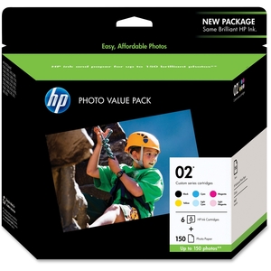 Hewlett-Packard Q7964AN HP 02 Ink Cartridge,w/150 Photo Sheets,BK/CY/MY/YW/LCY/LMA by HP