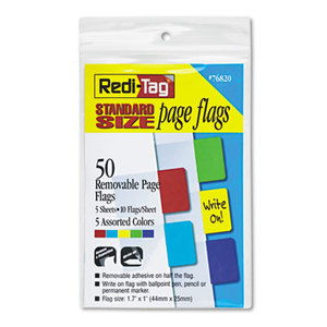 Redi-Tag Corporation 76820 Removable Page Flags, Red/Blue/Green/Yellow/Purple, 10/Color, 50/Pack by REDI-TAG CORPORATION