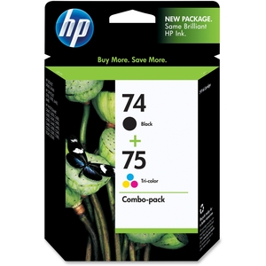 Hewlett-Packard CC659FN HP 74/75 Ink Cartridges,200 Pg Yield BK,170 Pg Yld Clr,2/PK by HP