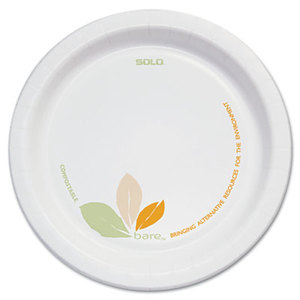 SOLO OFMP6-J7234 Bare Paper Dinnerware, 6" Plate, Green/Tan, 500/Carton by SOLO CUPS