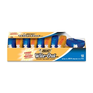 Correction Tape, 1/5"x39.4', Single Line, 10/BX, White by BIC