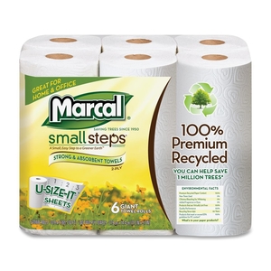 Marcal Manufacturing, LLC 6181CT Paper Towels, 2-Ply, 140 Sheets/Roll, 24 Rolls/CT, White by Marcal Small Steps