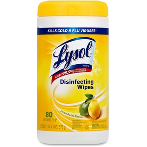 Reckitt Benckiser plc 77182EA Disinfecting Wipes,80 Wipes/Tub,Lemon/Lime Blossom by Lysol