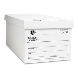 Business Source 26752 Storage Boxes, Ltr, 500 lb, 12"x24"x10", 12/CT, White by Business Source