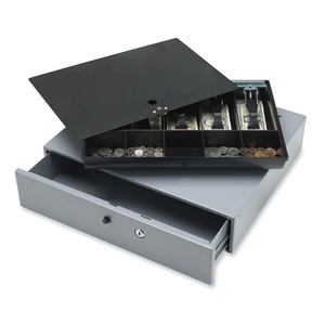 **DISCONTINUED**Cash Drawer,w/ Removable Tray,17-3/4"x15-3/4"x3-3/4",Gray by Sparco