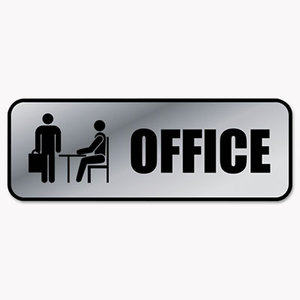 Consolidated Stamp Manufacturing Company 098209 Brushed Metal Office Sign, Office, 9 x 3, Silver by CONSOLIDATED STAMP