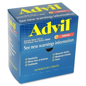 Advil Pain Reliever Tablets, Single Packets, 2/PK, 50/BX by Advil