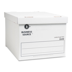 Business Source 32450 Storage Boxes, Ltr/Legal, 400 lb, 12"x15"x10", 12/CT, White by Business Source