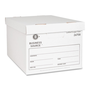 Business Source 26758 Storage Boxes, Ltr/Legal, 650 lb, 12"x15"x10", 12/CT, White by Business Source