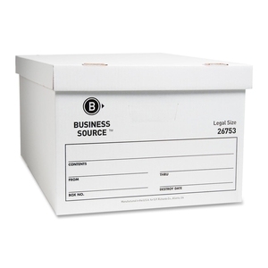 Business Source 26753 Storage Boxes, Legal, 500 lb, 15"x24"x10", 12/CT, White by Business Source