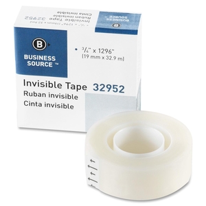 Business Source 32952 Invisible Tape, Refill Roll, 1" Core, 3/4"x1296", Clear by Business Source