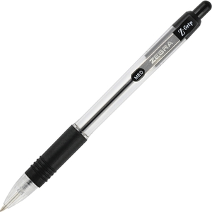Ballpoint Pen, Retractable, 1.0mm Med.Pt,1DZ, CL/Black Ink by Zebra Pen