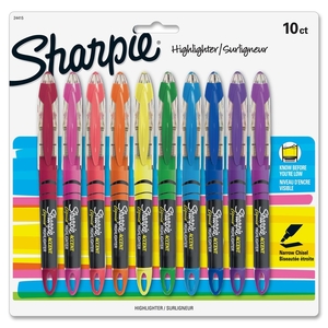 Sanford, L.P. 24415PP Liquid Highlighters, w/Pouch,Narrow Pt,10Color/ST, Assorted by Sharpie