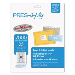 Avery 30617 Laser Address Labels, 1/2 x 1 3/4, White, 2000/Pack by AVERY-DENNISON