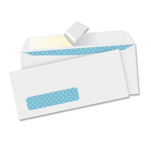 Business Source 16473 Peel/Seal Envelopes, Tint/Window ,9-3/4"x4", 500/BX, White by Business Source