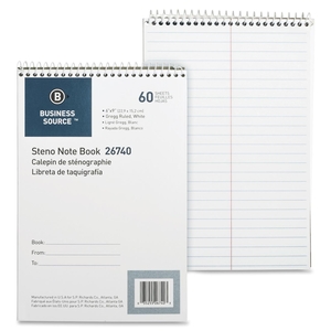 Business Source 26740 Steno Notebook,Greg Ruled,6"x9",60 Sheets,White Paper by Business Source