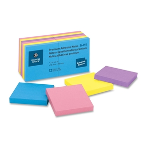 Business Source 36615 Adhesive Notes, 100 Sht/PD, 3"x3", 12/PK, Assorted Extreme by Business Source