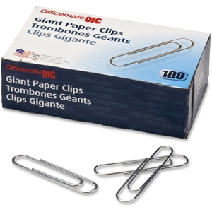 OFFICEMATE INTERNATIONAL CORP. 99914 Paper Clips, Giant, .045 Gauge, 100/BX, Silver by OIC