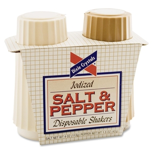 Salt/Pepper Shakers, 4 oz Salt, 1.5 oz Pepper, 2/PK by Diamond Crystal