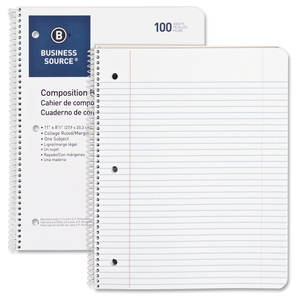 Wirebound Notebooks,3-Hole,Colg Rule,8-1/2"x11",100Shts,WE by Business Source