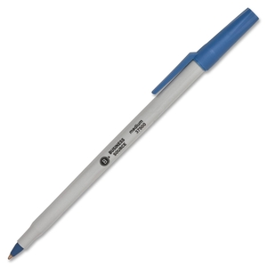 Ballpoint Stick Pens, Med Pt, Lt Grey Barrel/ Blue Ink by Business Source