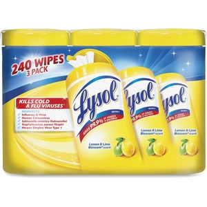 Reckitt Benckiser plc 84251 Lysol Disinfecting Wipes, Lemon, 80 Wipes, 3 Pk, White by Lysol