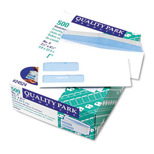 Double Window Security Tinted Invoice & Check Envelope, #9, White, 500/Box by QUALITY PARK PRODUCTS