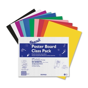 PACON CORPORATION 76347 Posterboard, 4-Ply, 22"x28", 50 Shts, Assorted by Pacon