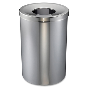 Genuine Joe 58895 Wast Receptacle, Open-Mouth, 30 Gal., Stainless Steel by Genuine Joe