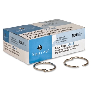 Sparco Products 01438 Book Ring, 1-1/2" Diametre, 100/BX, Silver by Sparco