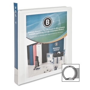 Business Source 09981 Standard View Binder, 1" Capacity, 11"x8-1/2", White by Business Source