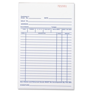 Business Source 39552 Carbonless Bk,All-Purpose,2Prt,5-1/2"x8-1/2",50BK/PK,WE/CA by Business Source