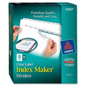 Avery 11557 Index Maker, Laser, Punched, 8-Tabs, 50 ST/BX, 8-1/2"x11",CL by Avery